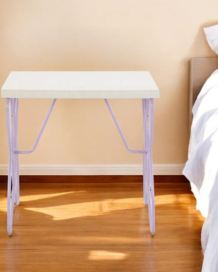 22" Lilac Steel and Wood Nightstand