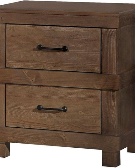 23" Brown Two Drawers Metal Nightstand
