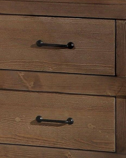 23" Brown Two Drawers Metal Nightstand