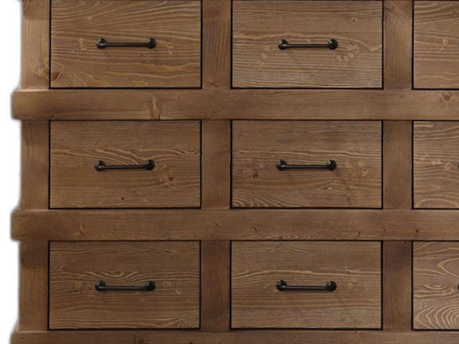 44" Brown Solid Wood Nine Drawer Triple Dresser