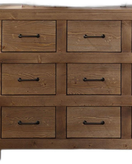 44" Brown Solid Wood Nine Drawer Triple Dresser