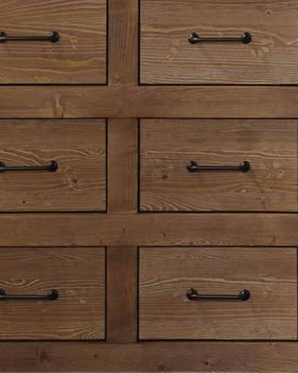 44" Brown Solid Wood Nine Drawer Triple Dresser