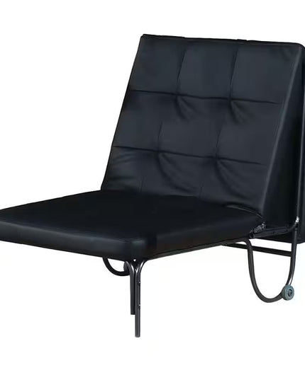 75" Black Faux Leather Tufted Convertible Chair