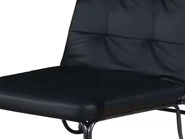 75" Black Faux Leather Tufted Convertible Chair