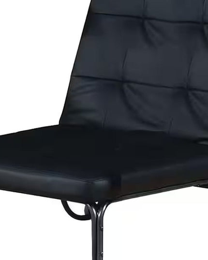 75" Black Faux Leather Tufted Convertible Chair