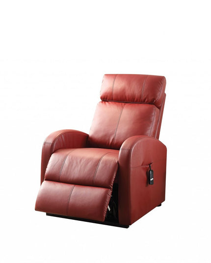 28" Red Tufted Faux Leather Power Lift Assist Recliner