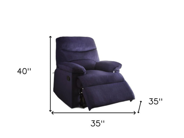 35" Blue Velvet Manual Recliner