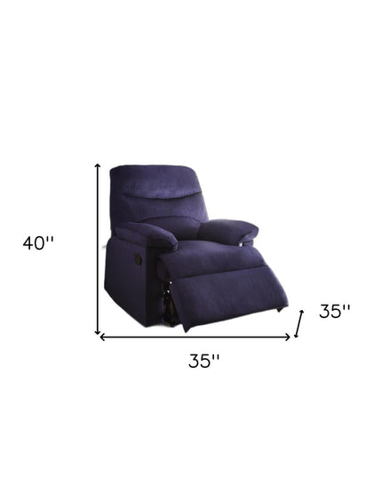 35" Blue Velvet Manual Recliner