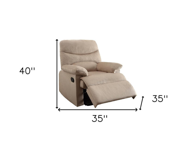 35" Light Brown Microfiber Manual Recliner