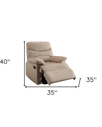 35" Light Brown Microfiber Manual Recliner