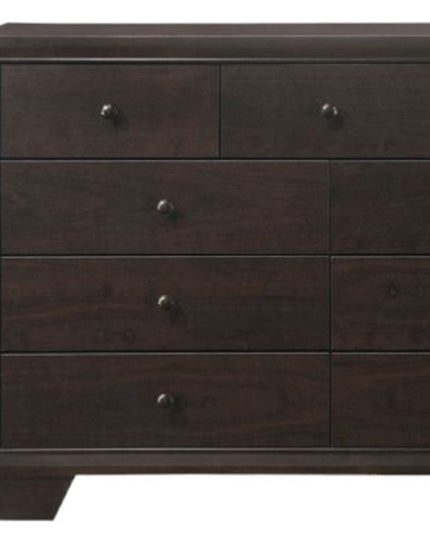 57" Espresso Solid and Manufactured Wood Nine Drawer Double Dresser