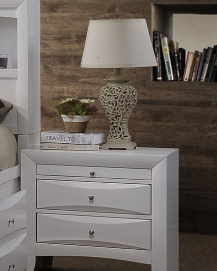 Elegant White 3 Drawer Nightstand