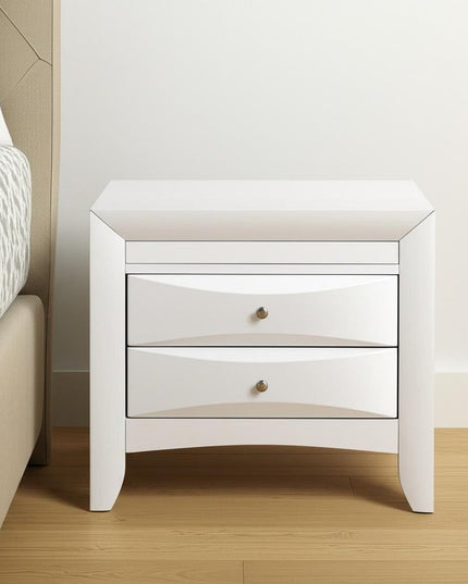 Elegant White 3 Drawer Nightstand