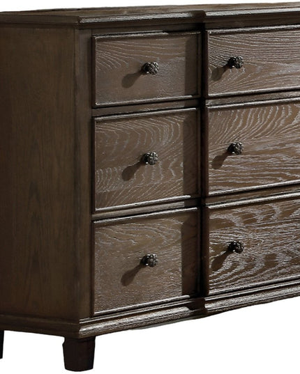 60" Dark Brown Solid Wood Nine Drawer Double Dresser