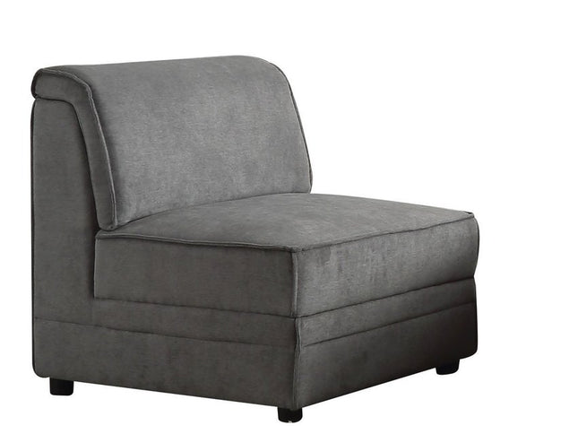 30" Gray and Black Velvet Slipper Chair