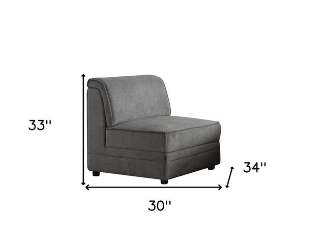 30" Gray and Black Velvet Slipper Chair