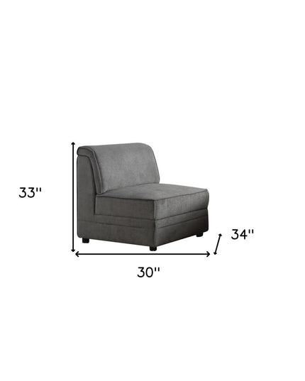 30" Gray and Black Velvet Slipper Chair