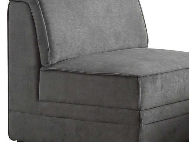 30" Gray and Black Velvet Slipper Chair
