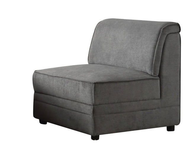 30" Gray and Black Velvet Slipper Chair