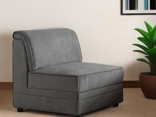 30" Gray and Black Velvet Slipper Chair