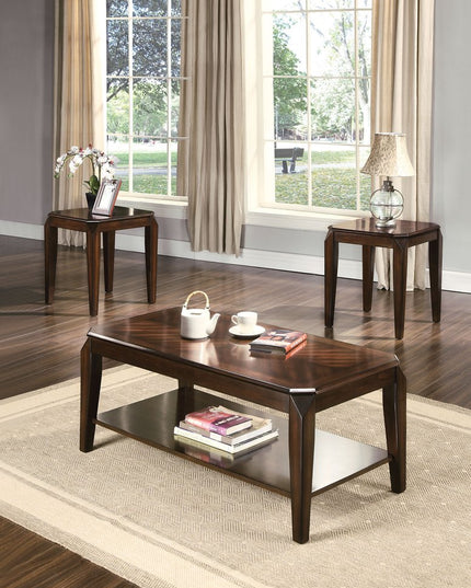 Dark Brown Solid Wood Coffee Table With Shelf