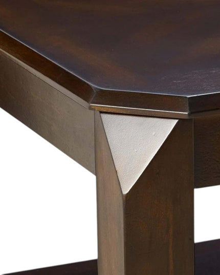 Dark Brown Solid Wood Coffee Table With Shelf