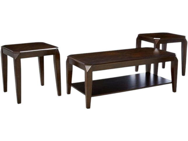 Dark Brown Solid Wood Coffee Table With Shelf