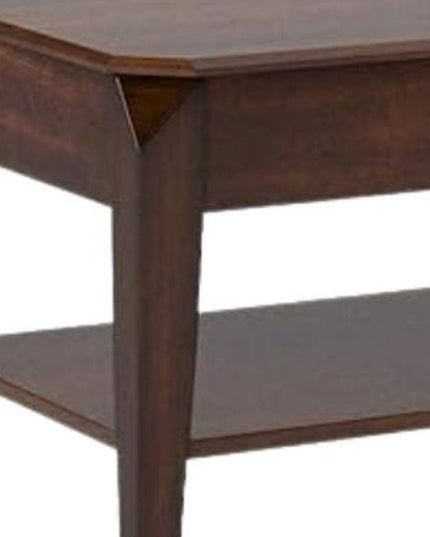 47" Dark Brown Wood Lift Top Coffee Table With Shelf