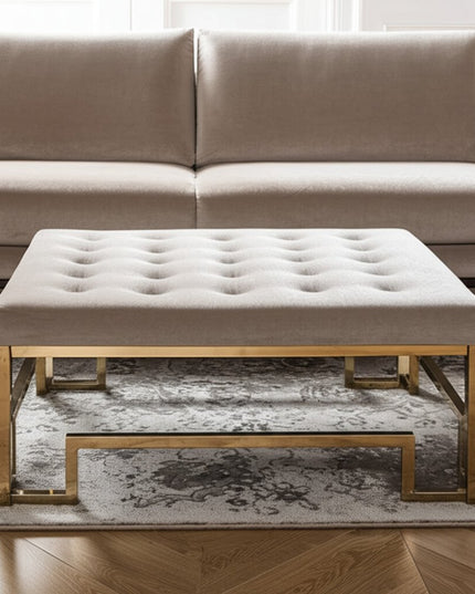 36" Champagne Polyester Tufted Cocktail Ottoman