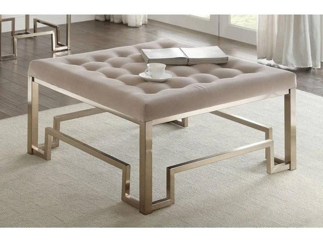 36" Champagne Polyester Tufted Cocktail Ottoman