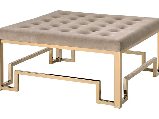 36" Champagne Polyester Tufted Cocktail Ottoman