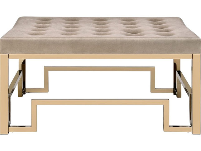 36" Champagne Polyester Tufted Cocktail Ottoman
