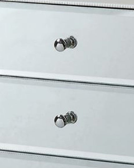 38" White Six Drawer Wood and Mirrored Glass Jewelry Armoire