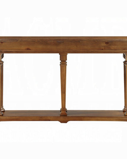 72" Oak Solid and Manufactured Wood Floor Shelf Console Table With Shelves