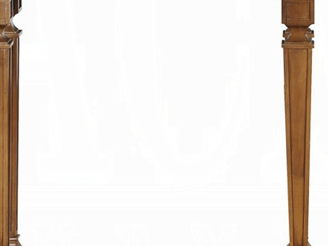 72" Oak Solid and Manufactured Wood Floor Shelf Console Table With Shelves