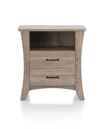 25" White Wood Two Drawer Nightstand