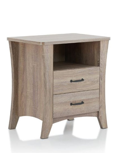 25" White Wood Two Drawer Nightstand