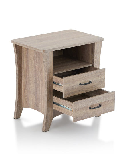 25" White Wood Two Drawer Nightstand