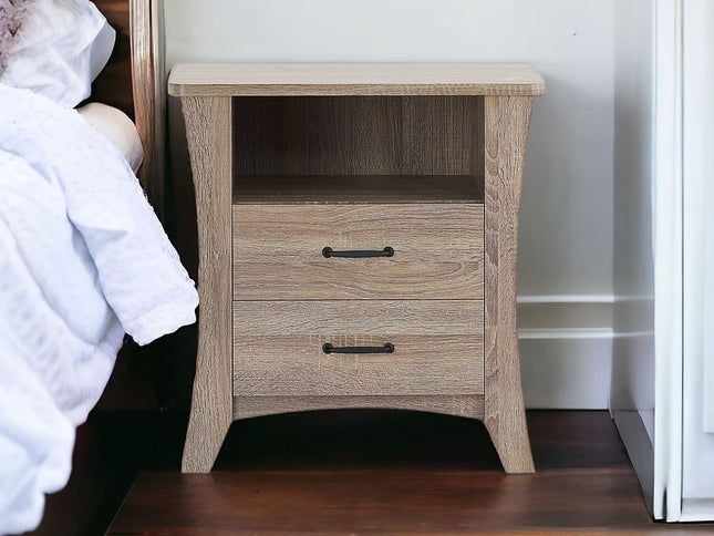 25" White Wood Two Drawer Nightstand