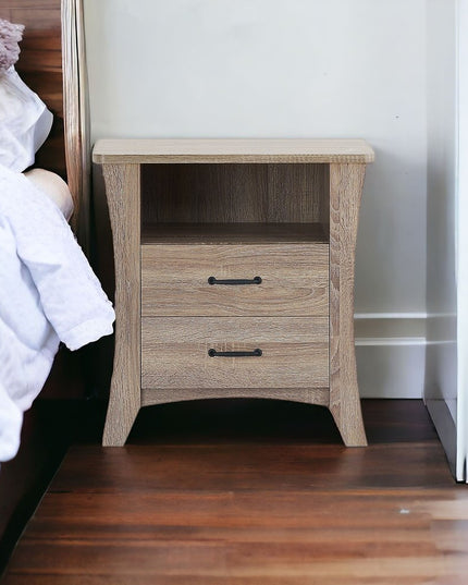 25" White Wood Two Drawer Nightstand