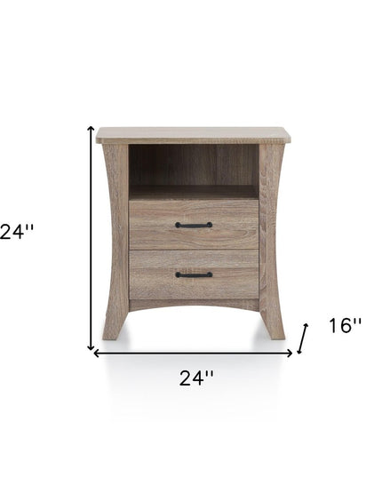 25" White Wood Two Drawer Nightstand