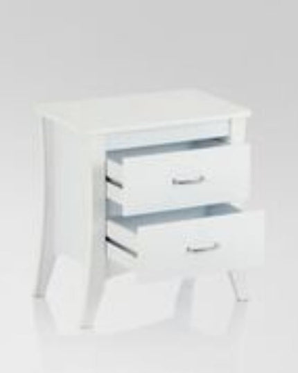 25" White Wood Two Drawer Nightstand