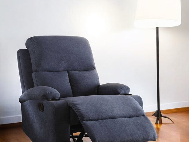 32" Blue Linen Recliner
