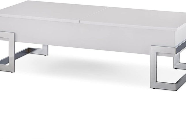 47" Black and Silver Wood And Iron Lift Top Sled Coffee Table