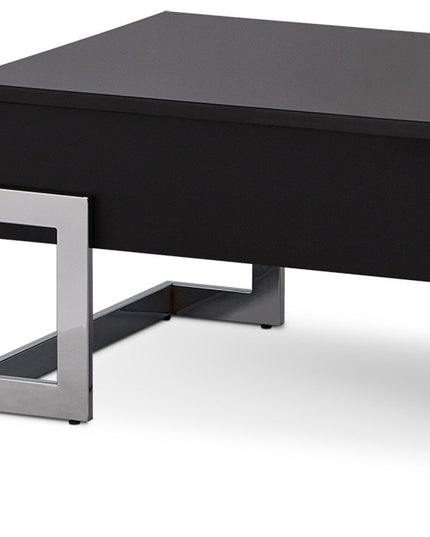 47" Black and Silver Wood And Iron Lift Top Sled Coffee Table