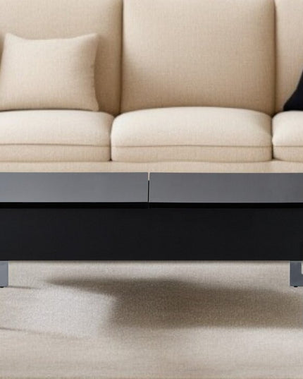 47" Black and Silver Wood And Iron Lift Top Sled Coffee Table