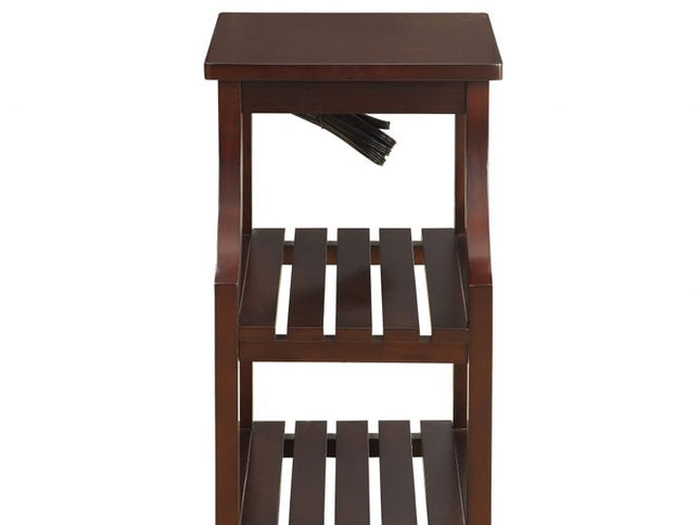 24" Brown Wood End Table With Two Shelves And USB Port
