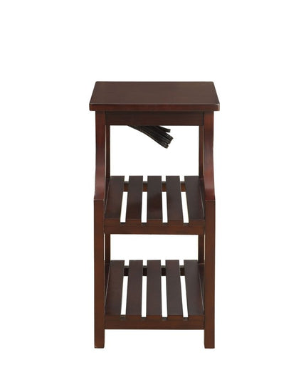 24" Brown Wood End Table With Two Shelves And USB Port