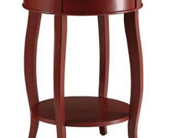 24" White Solid Wood Round End Table With Shelf