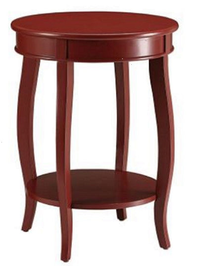 24" White Solid Wood Round End Table With Shelf